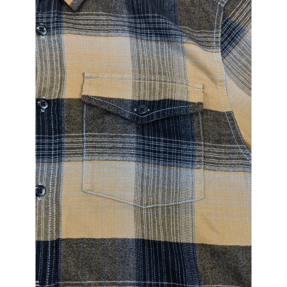 The North Face Flannel Shirt Mens LG Brown Black Plaid Lite Weight Stayside Y2K